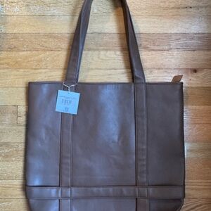 Brown Leather Hat Tote Bag